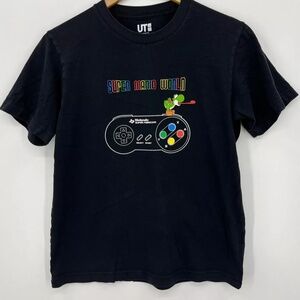Uniqlo T-Shirt Adult Size XS Black Super Mario World Nintendo Famicom Yoshi Logo
